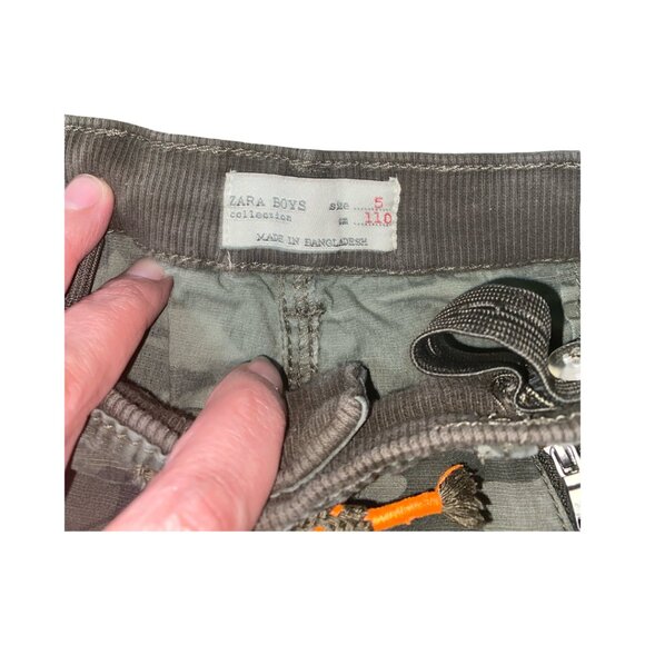 Sz.5*Zara Boys*Green Camouflage Cargo Pants - Picture 3 of 4
